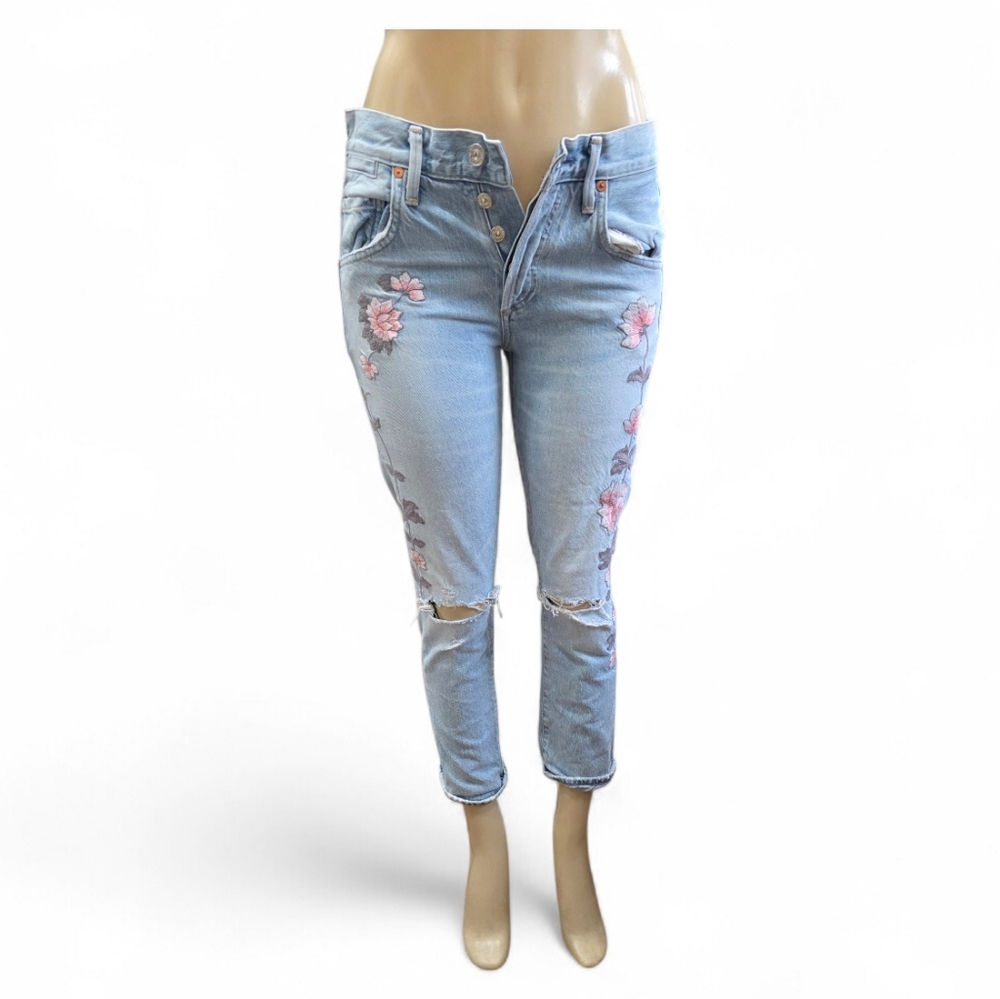 Citizens of Humanity Premium Vintage Liya Mom Jeans Rock on Roses Embroidered 24